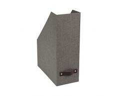 Bigso Box of Sweden Stehsammler für Zeitschriften, Magazine und Akten – praktischer Organizer aus Faserplatte und Papier in Leinenoptik – Stabiler Zeitschriftenhalter mit Griff – grau