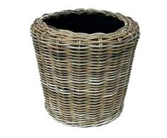 Pflanzkorb Weide Rund - Standard: Ø 45cm - Grauer Weidenkorb mit Einsatz für Außen/Outdoor - Gartenkorb Korbgeflecht - Übertopf für Garten/Pflanzgefäß