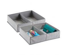 mDesign 2er-Set Stoffbox für Schrank oder Schublade, 2 Fächer – die ideale Aufbewahrungsbox (Stoff) – flexibel verwendbare Stoffkiste – grau