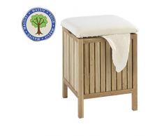 Wenko Badhocker Norway mit Wäschesammler, aufklappbare Sitzfläche als Deckel, Walnussholz, Fassungsvermögen 65 L, 39 x 52 x 39 cm, Natur