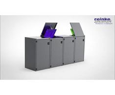 Reinkedesign Mülltonnenbox Boxxi mit Pultdach aus verzinktem Stahl in Anthrazit RAL 7016 als Bausatz (4 x 240l)