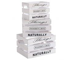 CARO-Möbel Holzkisten Chenoa Aufbewahrungskiste Holzbox 3er Set in weiß