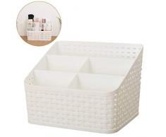 Lispeed Kosmetik Aufbewahrungskorb, Nachahmung Rattan Aufbewahrungskorb Büro Kunststoff Aufbewahrungsbox Desktop Kosmetik Organizer Aufbewahrungs Box Finishing Box Kosmetik Schutt Fall