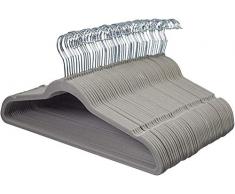 AmazonBasics Kleiderbügel für Anzug / Kostüm, mit Samt überzogen 50er-Pack, Grau