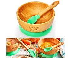 bambuswald© ökoligsches Saugnapf-Schüssel inkl. Löffel für Babys & Kleinkinder | 100% nachhaltige Schale aus Bambus - Standfeste Fütter-Schüssel Geschirr-Set für Kinder Teller Babies