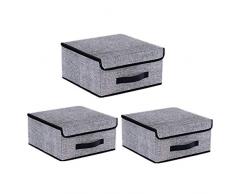 Catalpa Blume 3er Set Faltbox mit Deckel und Griffe Faltkorb Faltbare Aufbewahrungsbox Regalkorb 38cm x 24cm x 24 cm