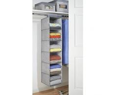 mDesign hängender Stoffschrank – der ideale Hängeschrank aus Stoff mit 10 Regalen – perfekte Hängeaufbewahrung für Kleidung, Schuhe, Accessoires und mehr – grau