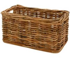 Futrado Stabiler Kaminholzkorb, Flechtkorb mit Holzboden/Rechteckiger Holzkorb aus unbehandeltem Natur-Rattan Korb Aufbewahrung Kamin (75x37)