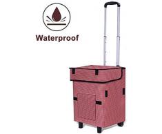 FEE-ZC Faltbarer Tragbarer Einkaufswagen, faltbar, leicht, Treppenkorb mit dreieckigem Kristallrad, 41 l Fassungsvermögen, C, g