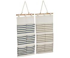 com-four® 2X Hängeaufbewahrung - Praktischer Hängeorganizer - Aufbewahrung für Tür und Wand - Hängeschrank für Bad und Kinderzimmer (02 Stück - blau/beige)