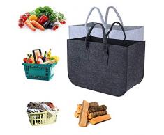 2 stk / 2 Farben Filz Kaminholztasche mit 2 Henkeln Filztasche Kaminholzkorb Filzkorb Holztasche Holzkorb für Kaminholz Kaminkorb Zeitungsständer Zeitungskorb Aufbewahrungskorb Aufbewahrungstasche