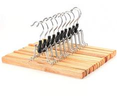 Tebery 10 x Hosenspanner Kleiderbügel Klemmbügel Hosenhalter Hosenbügel Holz Hosen