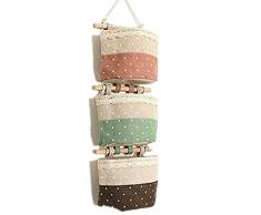 Niedliche Vintage Hängende Aufbewahrungstasche Hängeorganizer für Tür Bad Wohnzimmer Schlafzimmer 3 Pockets (Style-1)