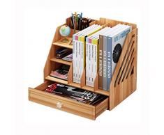 Mnjin Magazinablage, Schreibtisch Ordentlicher Aufbewahrungsschrank mit 3 A4-Magazinablagefächern, mehrere Fächer für Heimbürobedarf (Farbe: A1)