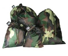 Wäschebeutel Reise Organizer für Ordnung im Koffer oder Rucksack, 4er Pack (Camouflage)