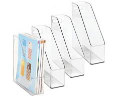 mDesign 4er-Set Archiv-Stehsammler transparent - Zeitschriftensammler aus Kunststoff - Schreibtisch-Organizer für Zeitschriften, Magazine, Notizen & Co. - hochwertig & praktisch