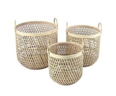 Deco Line Set 3 Mehrzweckkörbe, Bambus, Hellbraun, 3 Grössen bis 39 cm