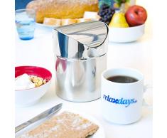 Relaxdays Tischmülleimer Edelstahl mit Schwingdeckel HxD 15,5 x 12 cm Tischabfallbehälter aus glänzendem Metall für kleine Abfälle 1,2 L Mini Mülleimer als kleiner Abfalleimer für Frühstück, silber