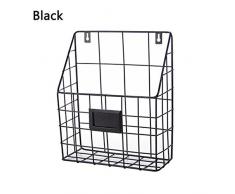 ShouYu Schmiedeeisen Wand montiert Bücherregal einfache Wohnzimmer Zeitungsständer Zeitschriftenständer Aufbewahrungskorb (schwarz, 25 * 10 * 30 cm)