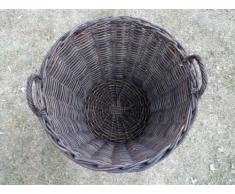 Kaminkorb, Holzkorb, Erntekorb aus Boondot (Rattan), braun, Größe 2