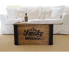 Uncle Joe´s Truhe Whisky Couchtisch Truhentisch im Vintage Shabby chic Style aus Massiv-Holz in braun mit Stauraum und Deckel Holzkiste Beistelltisch Landhaus Wohnzimmertisch Holztisch nussbaum
