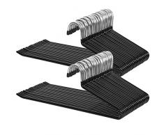 SONGMICS Kleiderbügel aus Metall, 50 Stück, Hosenbügel, Ø 5 mm, Draht, gummiert und verchromt, rutschfest, 38 cm, schwarz CRI00450, Silbern