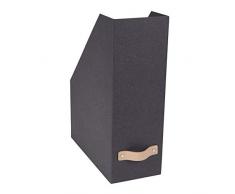 Bigso Box of Sweden Stehsammler für Zeitschriften, Magazine und Akten – praktischer Organizer aus Faserplatte und Papier in Leinenoptik – stabiler Zeitschriftenhalter mit Griff – dunkelbraun