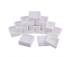 BENECREAT 24PCS Velvet Edelstein Vitrine Square Diamond Gem Schmuck Aufbewahrungsbox Organizer Case mit Velvet Inside Weiß