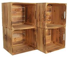CHICCIE 4 Set Kallax Holzkiste Karl - Aufbewahrungsbox Geflammt 33x38x33cm Aufbewahrungskorb Holzbox Holz Regal