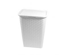 BigDean Wäschebox in Flechtoptik 65 Liter - Weiss - Wäschetruhe Wäschekorb