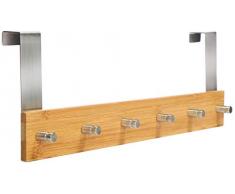 com-four® Türgarderobe aus Bambus mit 6 Haken - Wandgarderobe zum Einhängen an der Tür (01 Stück - Bambus)