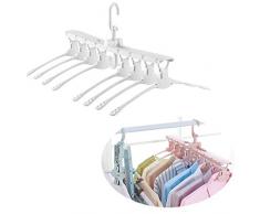 IshowStore klappbar drehbar Kleiderbügel Multifunktional Magic Kleiderbügel Eight-in-one & Kunststoff rutschsicheren Kleidung Unterstützung weiß