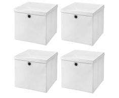 Stick&Shine 4er Set Weiß Faltbox 32 x 32 x 32 cm Aufbewahrungsbox faltbar mit Deckel