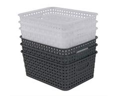 Hokky Aufbewahrung Körbe aus Plastik 6er, PlastikköRbe Klein RegalköRbe Haushaltskorb