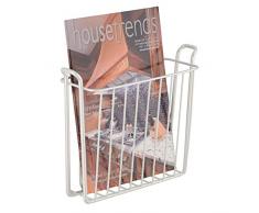 mDesign Zeitungshalter für die Wand – schöner Zeitschriftensammler aus Metall für Badezimmer, Küche oder Büro – auch für Bücher, Tabletts etc. geeignet – perlweiß