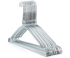 HANGERWORLD 20 Drahtkleiderbügel Silber 41cm breit Extra dick Mit Einkehrbung