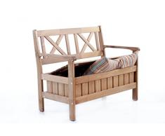 Ambientehome Bank, Massivholz Truhenbank EVJE 108 cm Gartenbank, braun, 108x63x88 cm, 90456