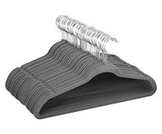 Yaheetech 100 Stück Kleiderbügel samt Anzugbügel mit rutschfeste Oberfläche Garderobenbügel Anti-Rutsch platzsparend 360° drehbarer Haken 0,5 cm dick Bügel Grau