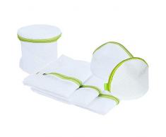 Wäschenetz für Waschmaschine Wäschesack Set mit Reißverschluß Wäschebeutel für BHs, Unterwäsche, Socken, Baby Kleidung (6 Stück) Grün/Weiß