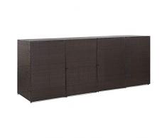 vidaXL Mülltonnenbox für 4 Tonnen Mülltonne Müllbox Mülltonnenverkleidung Müllcontainer Gerätebox Braun 305x78x120cm Poly Rattan Stahl