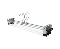 famy.Shop 10 Stück Metall Kleiderbügel Hosenbügel Hosenspanner rutschfest gummiert verchromt, ca. 40x11,5cm