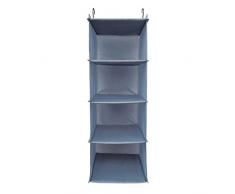 BrilliantJo Kleiderschrank Organizer, 4 Fächer hochwertige Hänge Schrankorganizer mit Eisengestell Hängeregal Organizer Aufbewahrungssystem Set Blau-grau