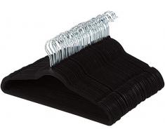 AmazonBasics Kleiderbügel für Anzug / Kostüm, mit Samt überzogen, 100er-Pack, Schwarz