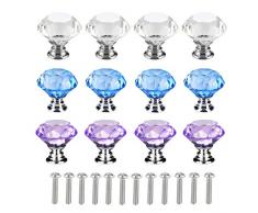 mengger Schubladenknöpfe kristall Möbelknöpfe Kommode 12 Stück Kristallglas Moebelknauf möbel Griff Knopf Garderobe Ziehgriffe Möbelgriff Schrankgriffe türknöpfe Kommodenknöpfe