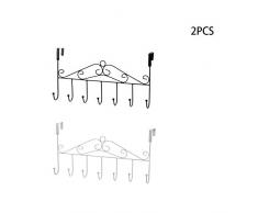 Kitchen-dream Türhängeleiste, Türgarderobe Vintage Gardaroben Hakenleiste 5 Haken für Tasche Kleidung Mäntel Handtücher, Abnehmbar Kleiderhaken ohne Bohren