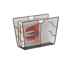 Relaxdays Zeitungsständer Mesh, Zeitschriftensammler Metall, Zeitungshalter stehend, HxBxT: 27 x 39 x 17 cm, schwarz