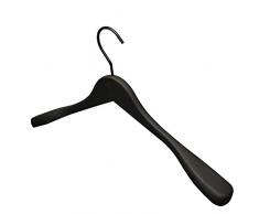 5x hochwertiger Premium Kleiderbügel aus Holz 45cm Breite schwarz beschichtet gummiert