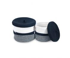 Art Deco Home - Set 2 Mehrzweckkörbe mit Deckel, 2 Grössen bis 25 cm - 12764SG