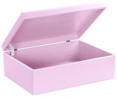 LAUBLUST Große Holzkiste mit Deckel - 40x30x14cm, Rosa, FSC® | Allzweck-Kiste aus Holz - Aufbewahrungskiste | Spielzeug-Truhe | Erinnerungsbox | Geschenk-Verpackung | Deko-Kasten zum Basteln
