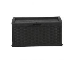 Auflagenbox / Gartenbox / Kissenbox Rattan Design *Farbe schwarz* ca. 117 x 56 x 56 cm